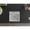 Mexen Milo évier en granit 1 bac 435 x 410 mm, blanc, siphon chromé - 6505441000-20