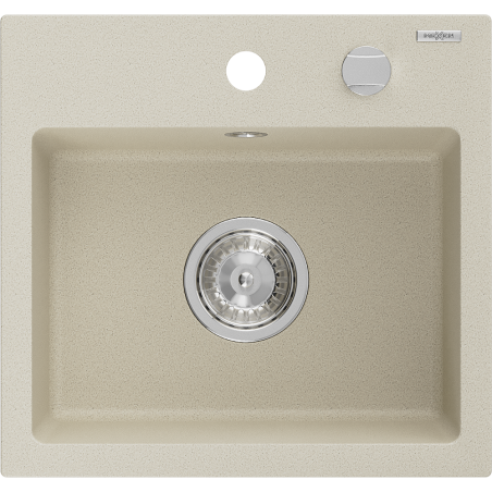 Mexen Milo évier en granit 1 bac 435 x 410 mm, beige, siphon chromé - 6505441000-69