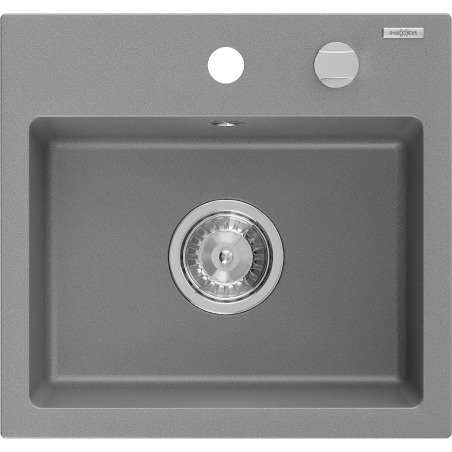 Mexen Milo évier en granit 1 bac 435 x 410 mm, gris, siphon chromé - 6505441000-71