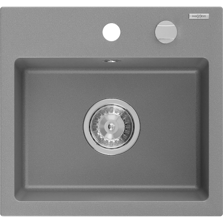 Mexen Milo évier en granit à 1 bac 435 x 410 mm, gris, siphon chromé - 6505441000-71