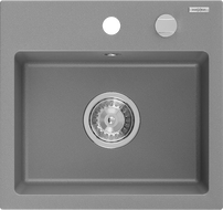 Mexen Milo évier en granit à 1 bac 435 x 410 mm, gris, siphon chromé - 6505441000-71