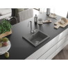 Mexen Milo évier en granit à 1 bac 435 x 410 mm, gris, siphon chromé - 6505441000-71
