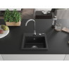 Mexen Milo évier en granit 1 bac 435 x 410 mm, noir/argent métallisé, siphon chromé - 6505441000-73
