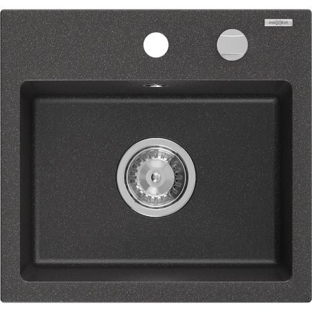 Mexen Milo évier en granit à 1 bac 435 x 410 mm, noir moucheté, siphon chromé - 6505441000-76