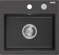 Mexen Milo évier en granit à 1 bac 435 x 410 mm, noir moucheté, siphon chromé - 6505441000-76