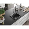 Mexen Milo évier en granit 1 bac 435 x 410 mm, noir moucheté, siphon chromé - 6505441000-76