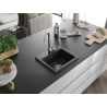 Mexen Milo évier en granit à 1 bac 435 x 410 mm, noir, siphon chromé - 6505441000-77