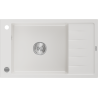 Mexen Elias Évier en granit à 1 bac avec égouttoir 795 x 480 mm, blanc, siphon chromé - 6511791005-20
