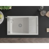 Mexen Elias Évier en granit à 1 bac avec égouttoir 795 x 480 mm, blanc, siphon chromé - 6511791005-20