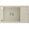 Mexen Elias évier en granit 1 bac avec égouttoir 795 x 480 mm, beige, siphon chromé - 6511791005-69