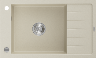 Mexen Elias évier en granit 1 bac avec égouttoir 795 x 480 mm, beige, siphon chromé - 6511791005-69