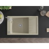 Mexen Elias évier en granit 1 bac avec égouttoir 795 x 480 mm, beige, siphon chromé - 6511791005-69