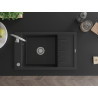 Mexen Elias évier en granit à 1 bac avec égouttoir 795 x 480 mm, noir/argent métallisé, siphon chromé - 6511791005-73