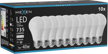 Mexen Nova 10x Ampoule LED E27, A60, 7W, Neutre - 4000K, 735 lm - L100-E27-0740-01x10