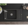 Mexen Elias évier en granit 1 bac avec égouttoir 795 x 480 mm, noir moucheté, siphon chromé - 6511791005-76