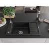 Mexen Elias évier granitique 1 bac avec égouttoir 795 x 480 mm, noir, siphon chromé - 6511791005-77