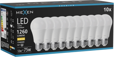 Mexen Nova 10x Ampoule LED E27, A60, 12W, Chaude - 3000K, 1260 lm - L100-E27-1230-01x10