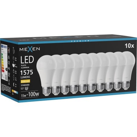 Mexen Nova 10x ampoule LED E27, A60, 15W, Chaude - 3000K, 1575 lm - L100-E27-1530-01x10