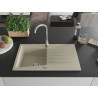 Mexen Cesar évier en granit 1 cuve avec égouttoir 775 x 470 mm, beige, siphon chromé - 6514771010-69