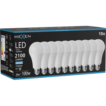 Mexen Nova 10x Ampoule LED E27, A70, 20W, Froid - 6500K, 2100 lm - L100-E27-2065-01x10