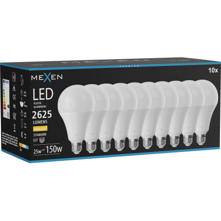 Mexen Nova 10x Ampoule LED E27, A95, 25W, Chaude - 3000K, 2625 lm - L100-E27-2530-01x10
