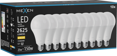 Mexen Nova 10x Ampoule LED E27, A95, 25W, Chaude - 3000K, 2625 lm - L100-E27-2530-01x10