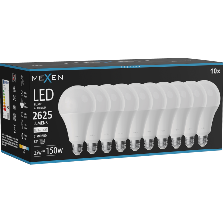 Mexen Nova 10x Ampoule LED E27, A95, 25W, Neutre - 4000K, 2625 lm - L100-E27-2540-01x10