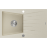 Mexen Cesar évier en granit 1 cuve avec égouttoir 775 x 470 mm, beige, siphon chromé - 6514771010-69