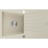 Mexen Cesar évier en granit à 1 bac avec égouttoir 775 x 470 mm, beige, siphon chromé - 6514771010-69