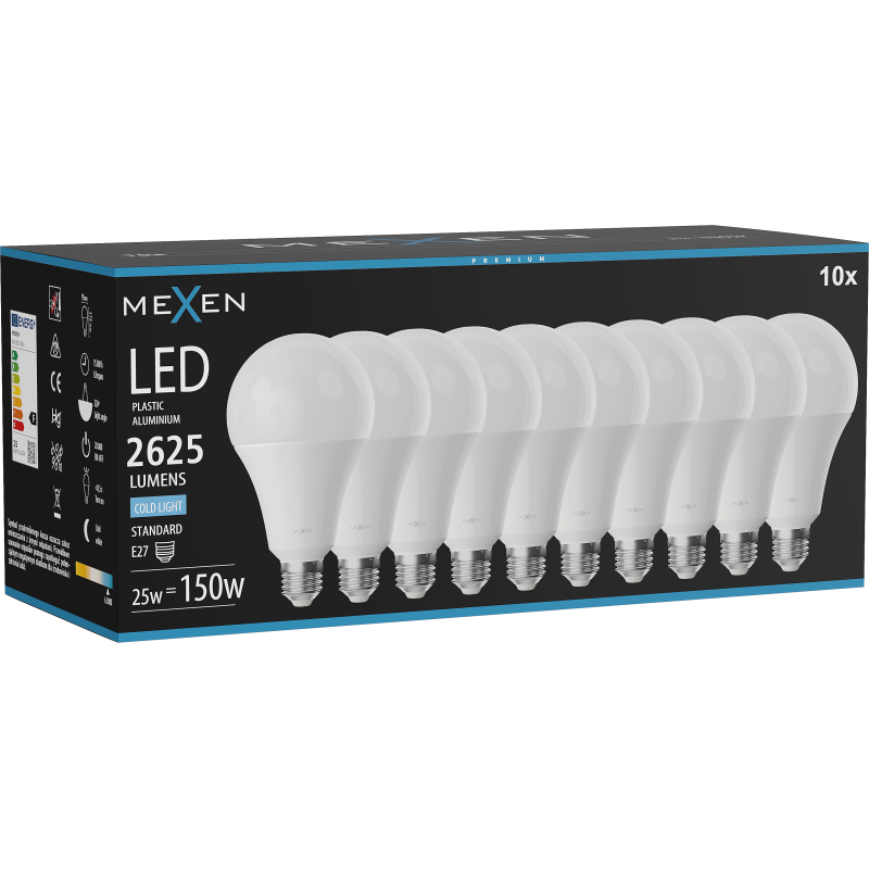 Mexen Nova 10x ampoule LED E27, A95, 25W, Froid - 6500K, 2625 lm - L100-E27-2565-01x10