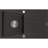 Mexen César évier en granit 1 bac avec égouttoir 775 x 470 mm, noir/or métallisé, siphon chromé - 6514771010-75