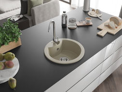 Mexen Diego évier en granit à 1 bac 488 x 480 mm, beige, siphon chromé - 6512481000-69