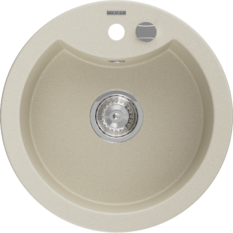 Mexen Diego évier en granit 1 bac 488 x 480 mm, beige, siphon chromé - 6512481000-69