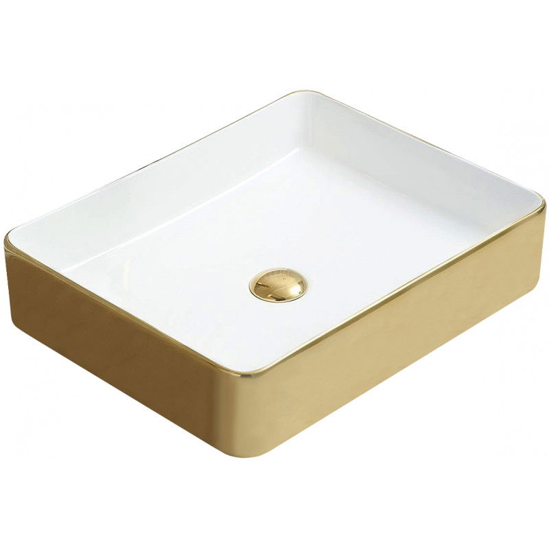 Mexen Estela lavabo de comptoir 50 x 40 cm, Blanc/Or - 22105053