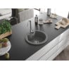 Mexen Diego évier en granit 1 bac 488 x 480 mm, gris, siphon chromé - 6512481000-71