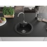 Mexen Diego évier en granit 1 bac 488 x 480 mm, noir/métallique argent, siphon chromé - 6512481000-73