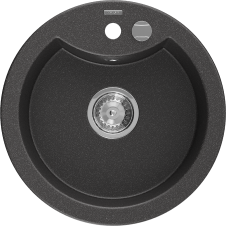 Mexen Diego évier granit 1-bac 488 x 480 mm, noir moucheté, siphon chromé - 6512481000-76