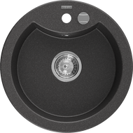 Mexen Diego évier granit 1-bac 488 x 480 mm, noir moucheté, siphon chromé - 6512481000-76