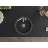 Mexen Diego évier granit 1-bac 488 x 480 mm, noir moucheté, siphon chromé - 6512481000-76