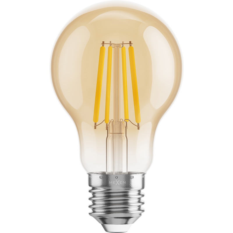 Mexen Vintis 6x Ampoule à filament LED E27, A60, 4W, Chaude - 2700K, 400 lm, ambre - L150-E27-0427-50x06