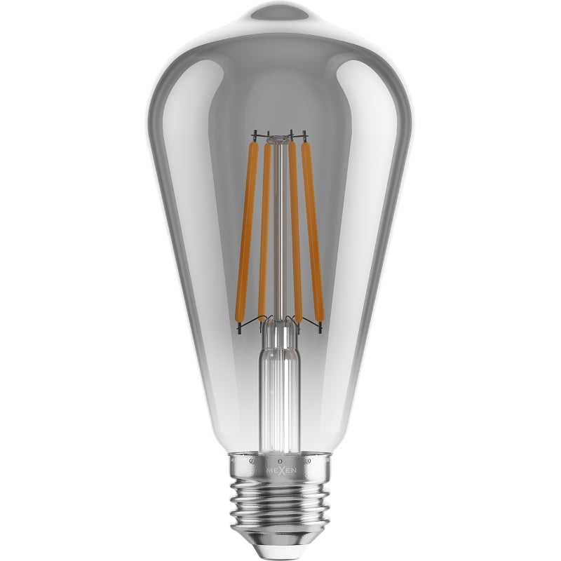 Mexen Vintis 6x Ampoule à filament LED E27, ST64, 8W, Chaud - 2200K, 600 lm, fumée - L152-E27-0822-70x06