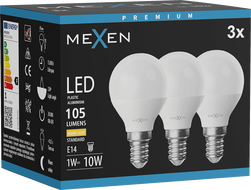 Mexen Nova 3x ampoule LED E14, G45, 1W, Chaude - 3000K, 105 lm - L101-E14-0130-01x03