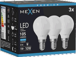 Mexen Nova 3x Ampoule LED E14, G45, 1W, Froide - 6500K, 105 lm - L101-E14-0165-01x03