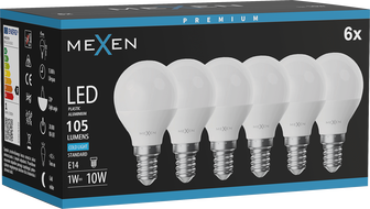 Mexen Nova 6x Ampoule LED E14, G45, 1W, Froid - 6500K, 105 lm - L101-E14-0165-01x06