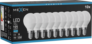Mexen Nova 10x Ampoule LED E14, G45, 1W, Froid - 6500K, 105 lm - L101-E14-0165-01x10