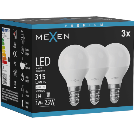 Mexen Nova 3x Ampoule LED E14, G45, 3W, Neutre - 4000K, 315 lm - L101-E14-0340-01x03