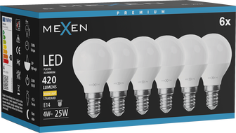 Mexen Nova 6x Ampoule LED E14, G45, 4W, Chaude - 3000K, 420 lm - L101-E14-0430-01x06