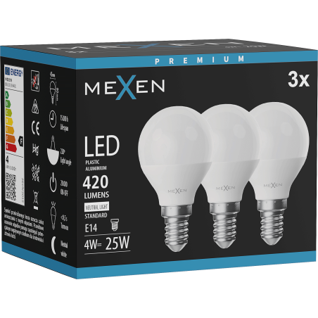 Mexen Nova 3x Ampoule LED E14, G45, 4W, Neutre - 4000K, 420 lm - L101-E14-0440-01x03