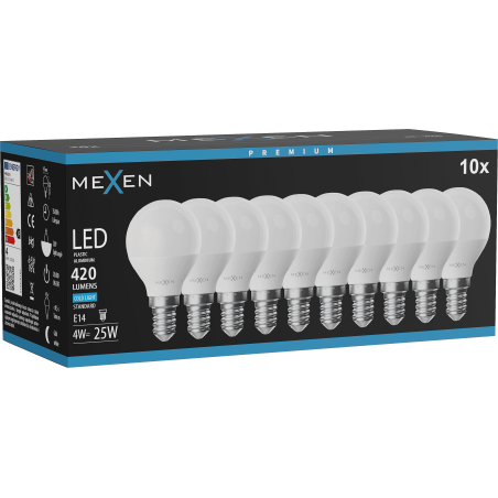 Mexen Nova 10x Ampoule LED E14, G45, 4W, Froid - 6500K, 420 lm - L101-E14-0465-01x10