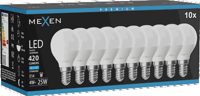 Mexen Nova 10x Ampoule LED E14, G45, 4W, Froid - 6500K, 420 lm - L101-E14-0465-01x10